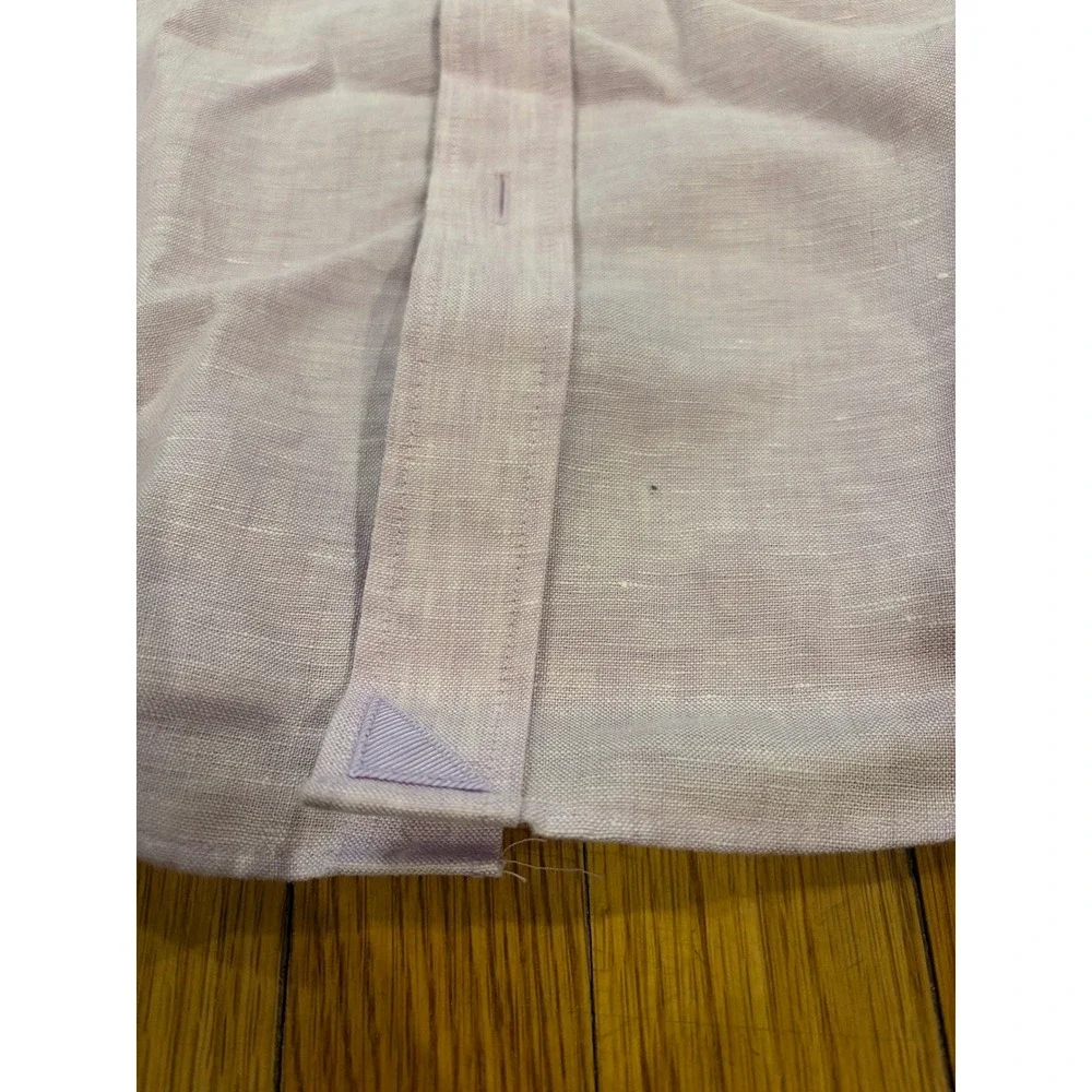 UNTUCKit Cameron Linen Short Sleeve Shirt Purple Regular Fit 40878 Mens Medium
